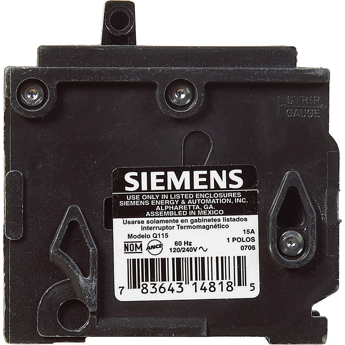 Siemens - Q115 - 15 amps Single Pole 1 Circuit Breaker