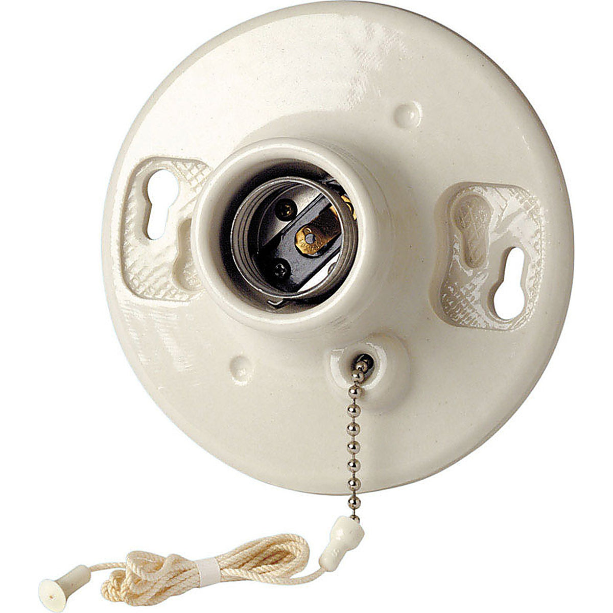 Leviton - 29816-00C - Porcelain Incandescent Medium Base Ceiling Keyless Lampholder With Chain - 1/Pack
