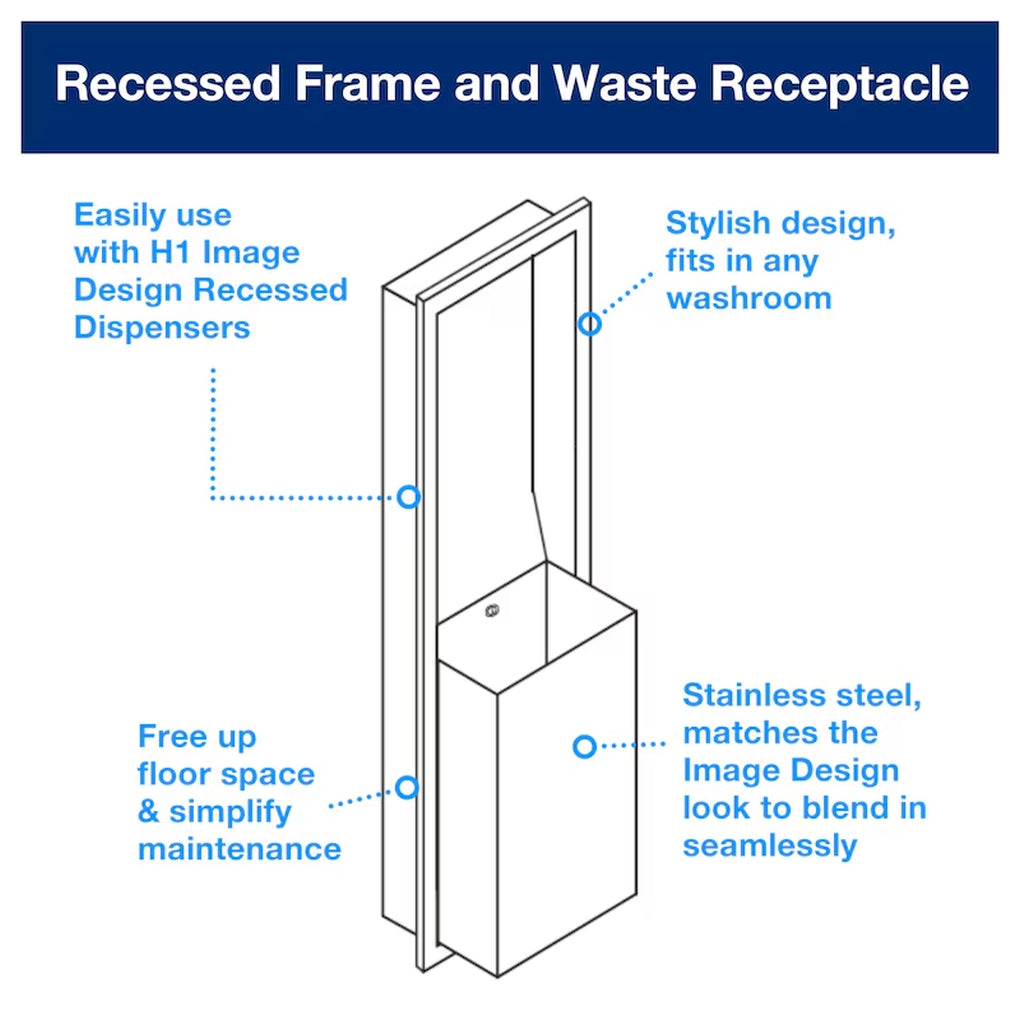 Tork - 309051 - H1 System Recessed Frame and Waste Receptacle, Stainless Steel
