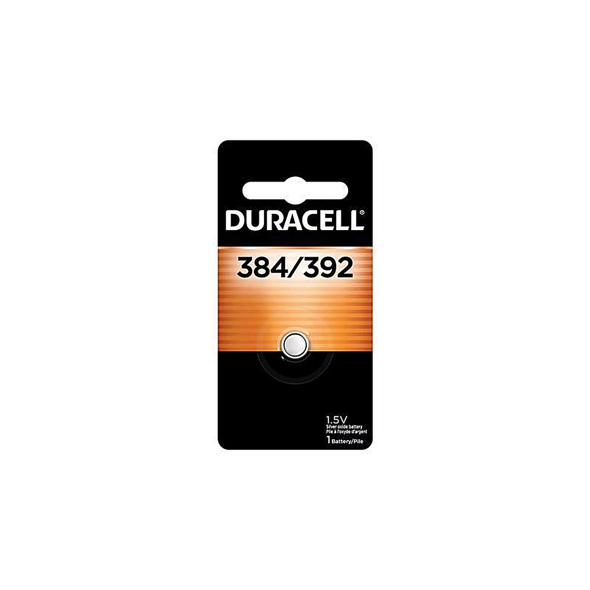 Duracell - D384/392PK - Silver Oxide 384/392 1.5 V 45 Ah Electronic/Thermometer/Watch Battery 1 pk