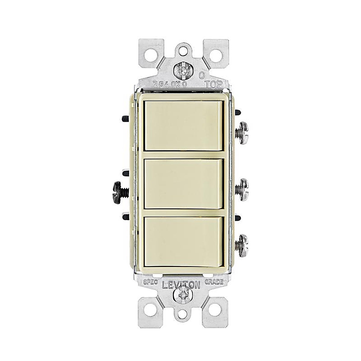 Leviton - 01755-0IS - Decora 15 amps Single Pole Rocker Triple Combination Switch Ivory - 1/Pack