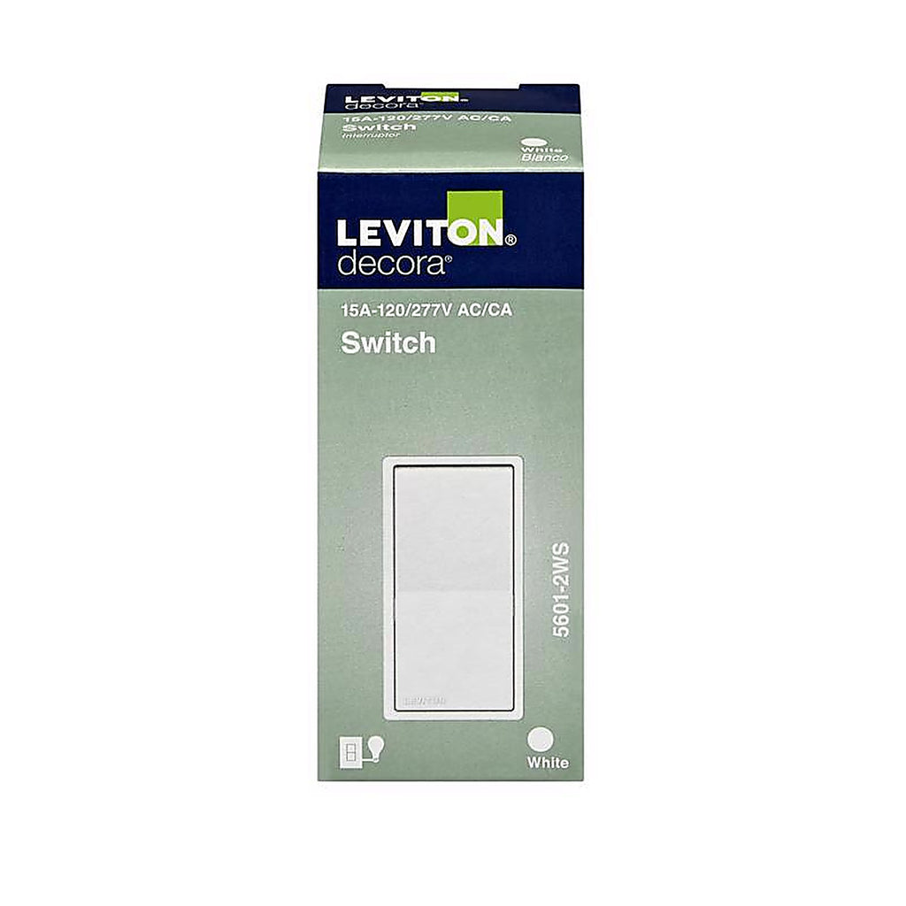Leviton - 05601-2WS - 15 amps Single Pole Rocker AC Quiet Switch White - 1/Pack