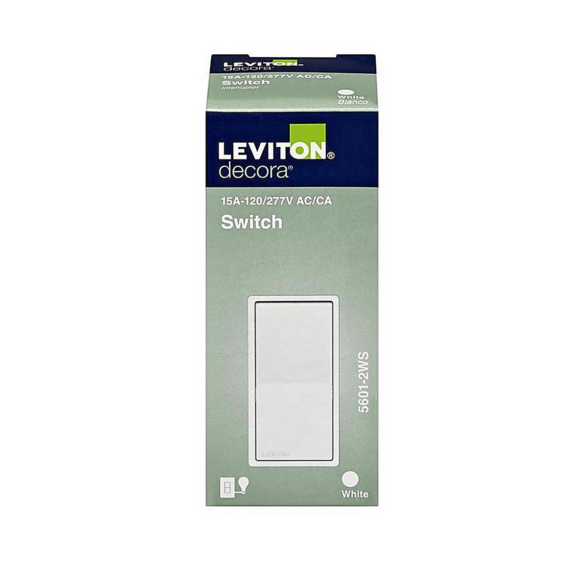 Leviton - 05601-2WS - 15 amps Single Pole Rocker AC Quiet Switch White - 1/Pack