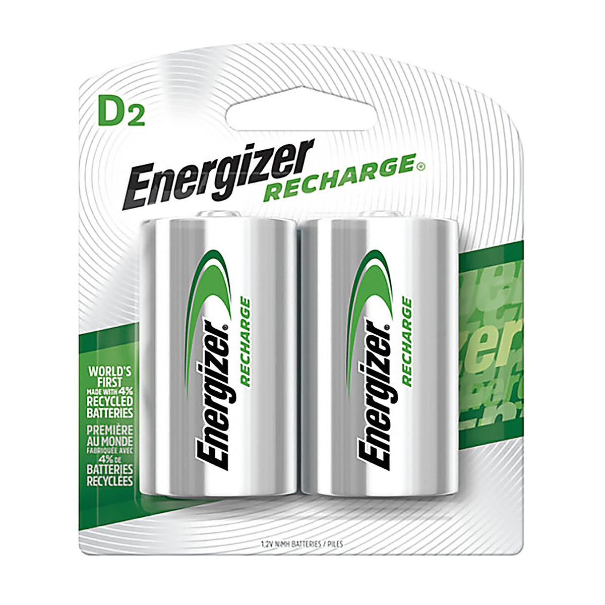 Energizer - NH50BP-2 - Recharge NiMH D 1.2 V 2500 Ah Rechargeable Battery NH50BP-2R2 2 pk