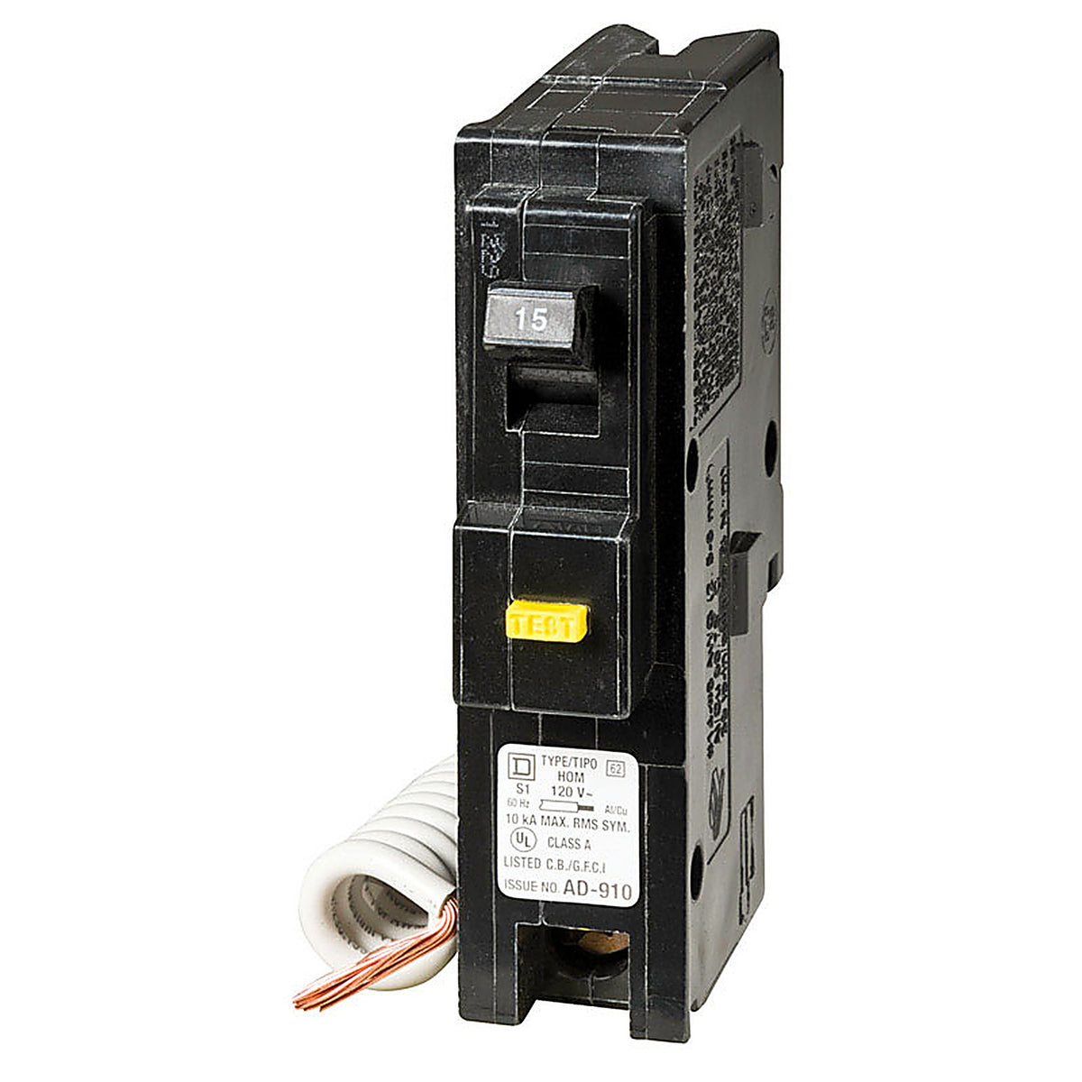 Square D - HOM115GFICP - HomeLine 15 amps Plug In Single Pole Circuit Breaker