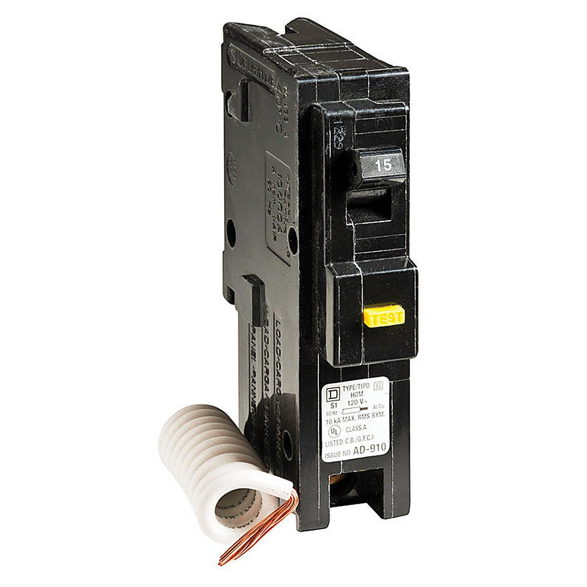 Square D - HOM115GFICP - HomeLine 15 amps Plug In Single Pole Circuit Breaker