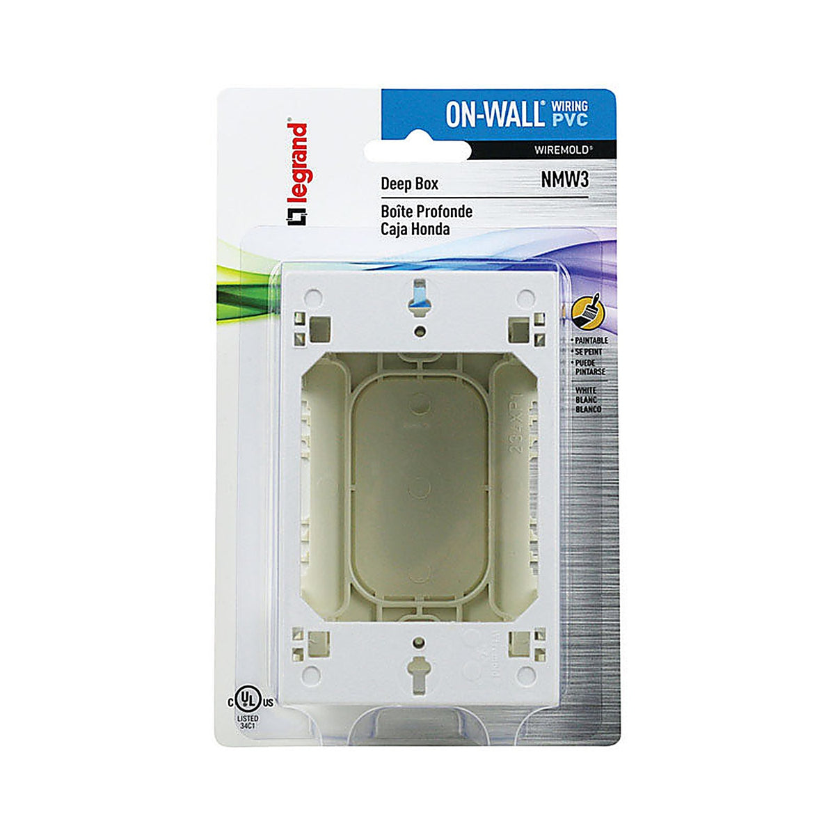 Legrand - NMW3 - Wiremold 4-3/4 in. Rectangle PVC 2 gang Outlet Box White