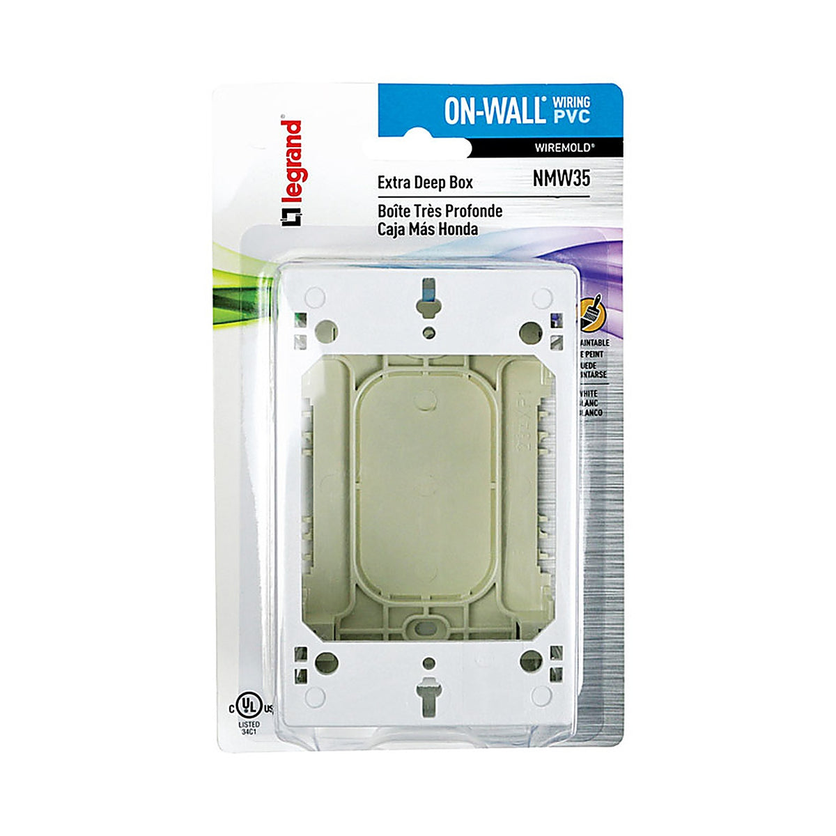 Legrand - NMW35 - Wiremold 4.75 in. Rectangle PVC 1 gang Outlet Box White