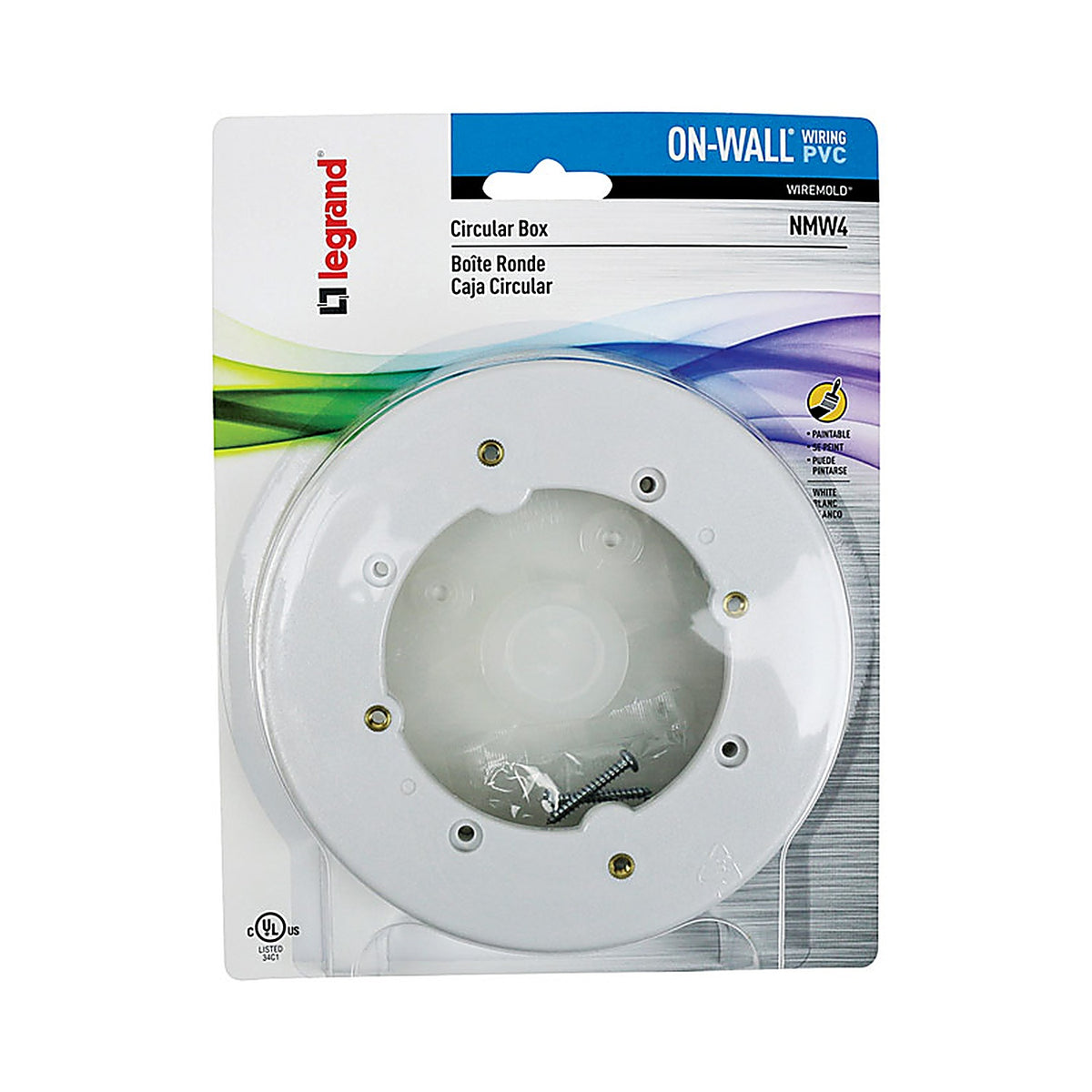 Legrand - NMW4 - Wiremold 5-1/2 in. Round PVC 1 gang Electrical Box White