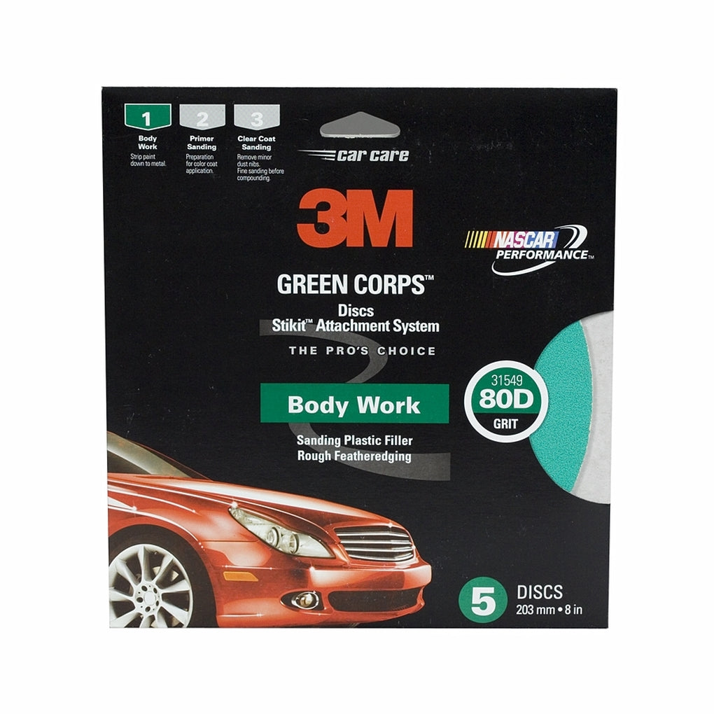 3M - 31549 - Stikit Green Corps Disc, 8 in, 80 grit