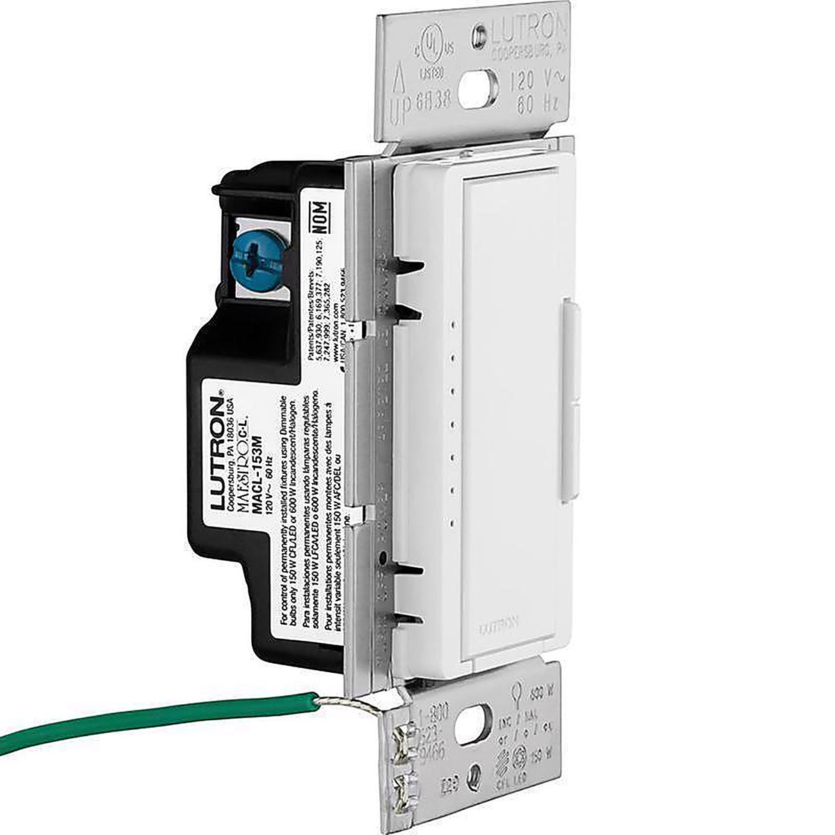 Lutron - MACL-153M-RHW-W - Maestro White 150 watt 3-Way Dimmer Switch - 1/Pack