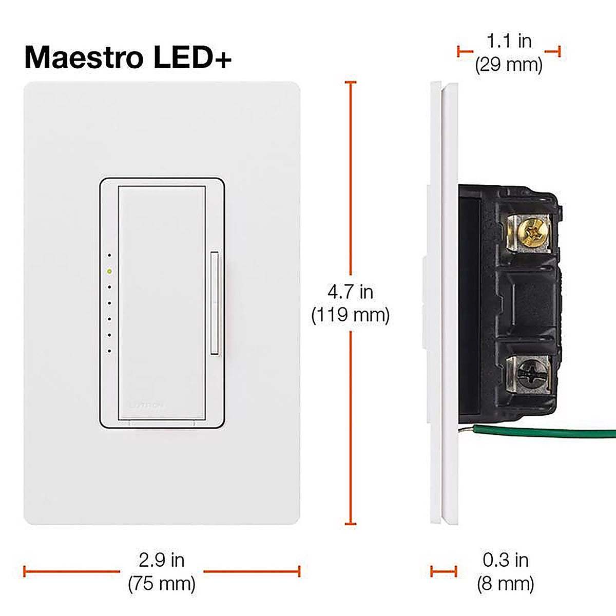 Lutron Maestro White 150 W 3-Way Dimmer Switch 1 pk - MACL-153MLH-WH -