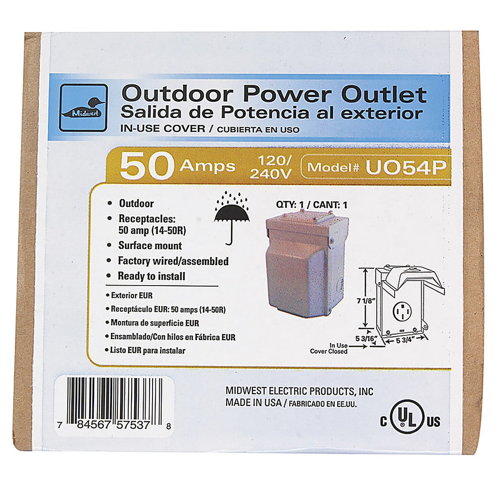 GE - U054P - 50 amps 240 volt Single Silver RV Power Outlet - 1/Pack
