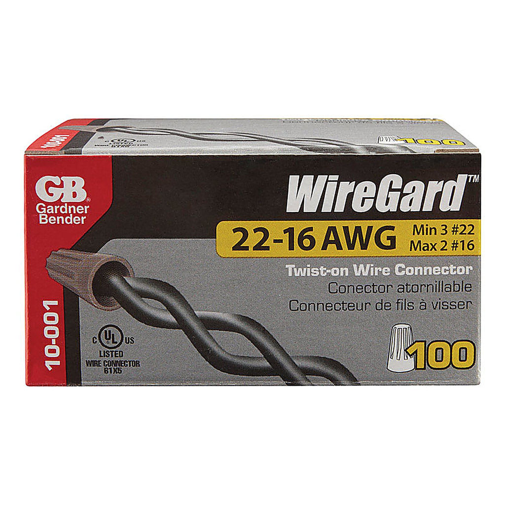 Gardner Bender - 10-001 - WireGard 22-16 Ga. Copper Wire Wire Connector Gray - 100/Pack