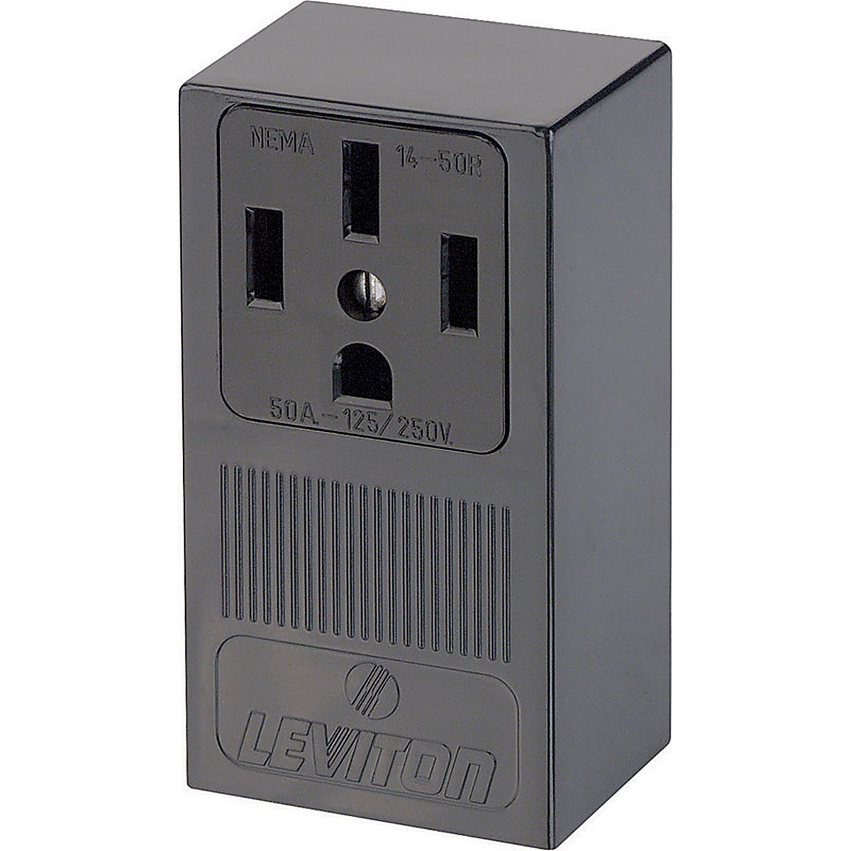 Leviton - 55050-P00 - 50 amps 125/250 volt Black Outlet 14-50R - 1/Pack