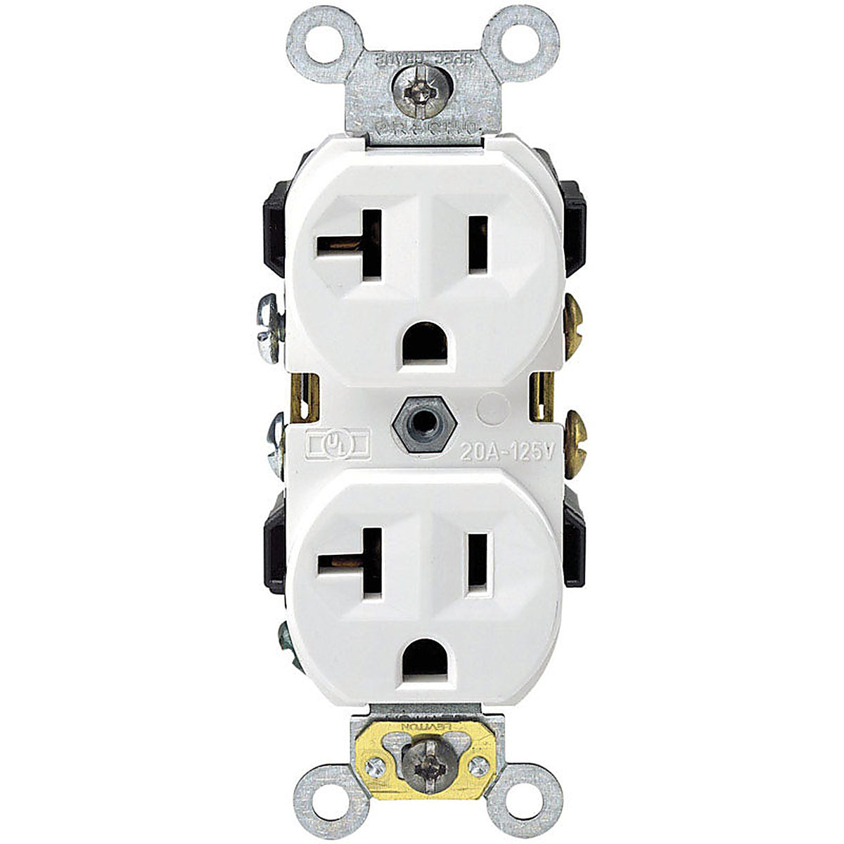 Leviton - 0CR20-0WS - 20 amps 125 V Duplex White Outlet 5-20R 1 pk