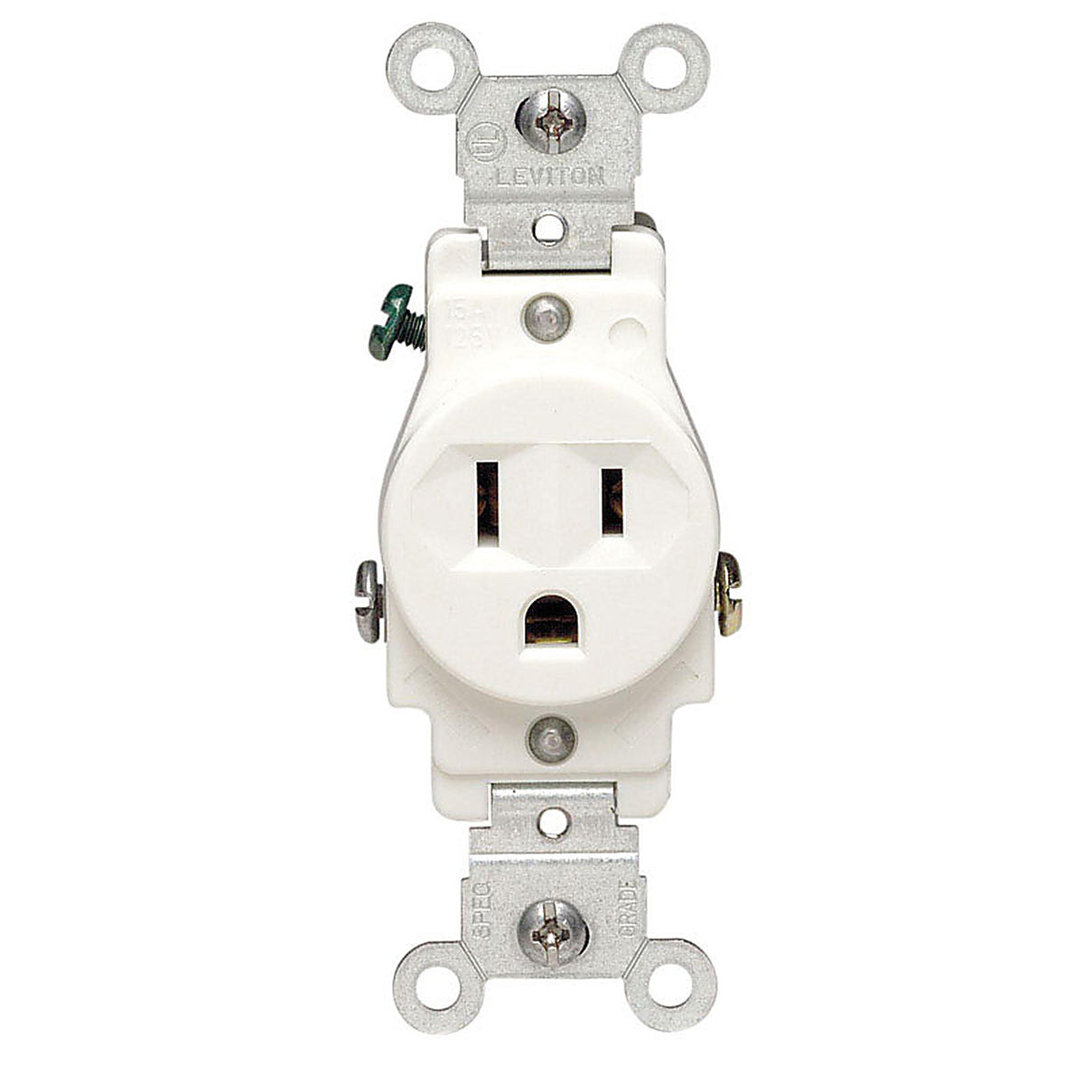 Leviton - 05015-KWS - 15 amps 125 V Single White Outlet 5-15R 1 pk