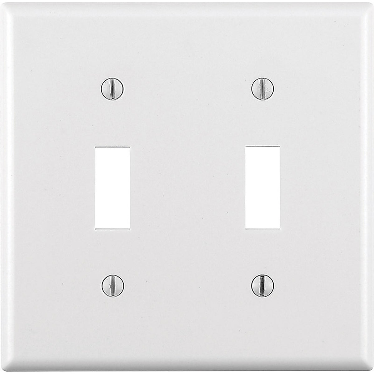Leviton - 88009-000 - White 2 gang Thermoset Plastic Toggle Wall Plate - 1/Pack