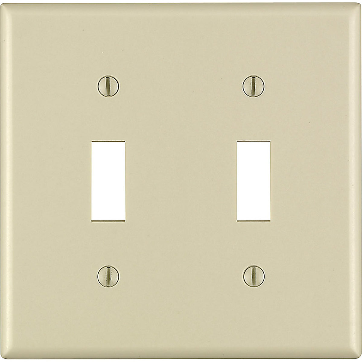 Leviton - 86009-000 - Ivory 2 gang Thermoset Plastic Toggle Wall Plate - 1/Pack