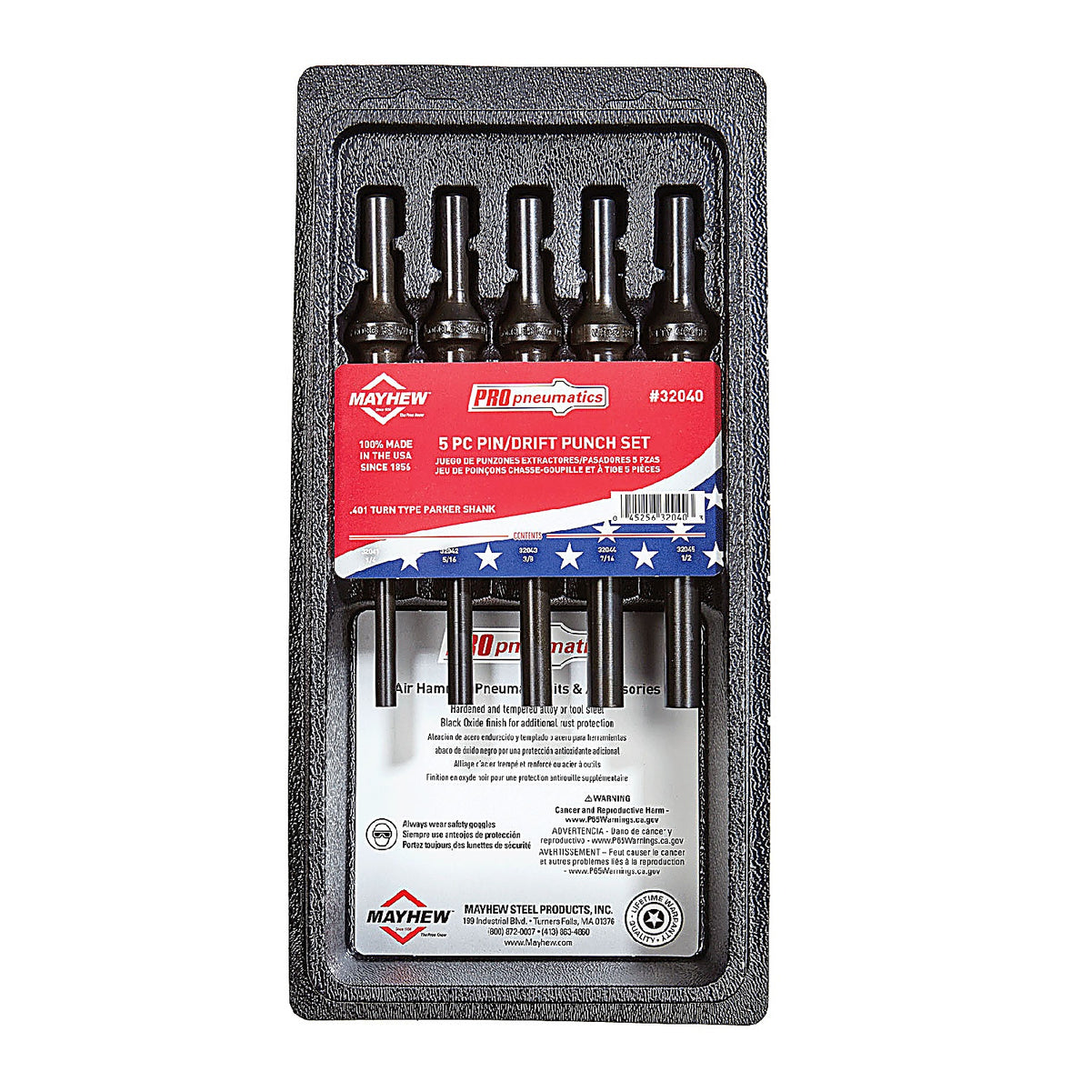 Mayhew - 32040 - 5Pc Pro Pneumatics Pin/Drift Punch Set