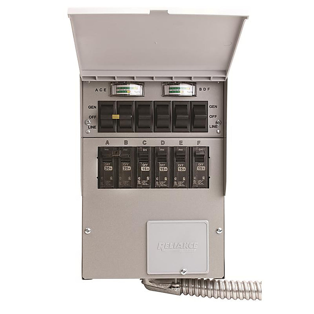 Reliance - 306CRK - 30 amps 240 volt 2 space 6 circuits Surface Mount Generator Power Transfer Kit