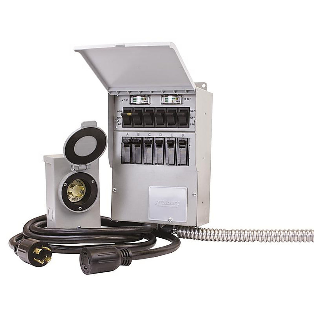 Reliance - 306CRK - 30 amps 240 volt 2 space 6 circuits Surface Mount Generator Power Transfer Kit