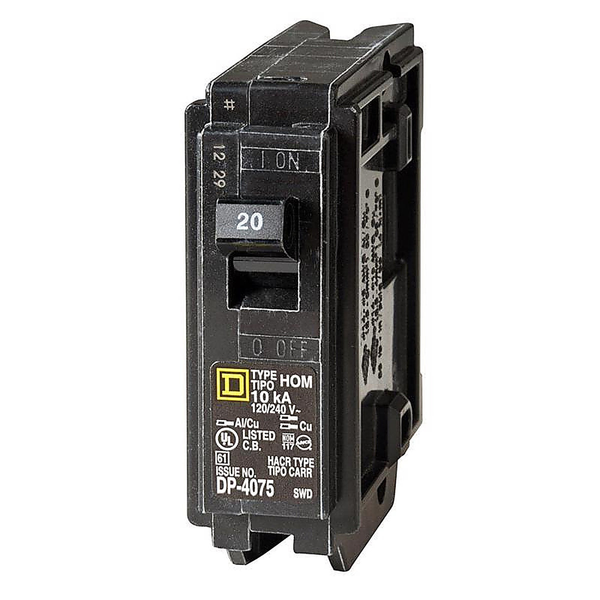 Square D - HOM120C - HomeLine 20 amps Plug In Single Pole Circuit Breaker