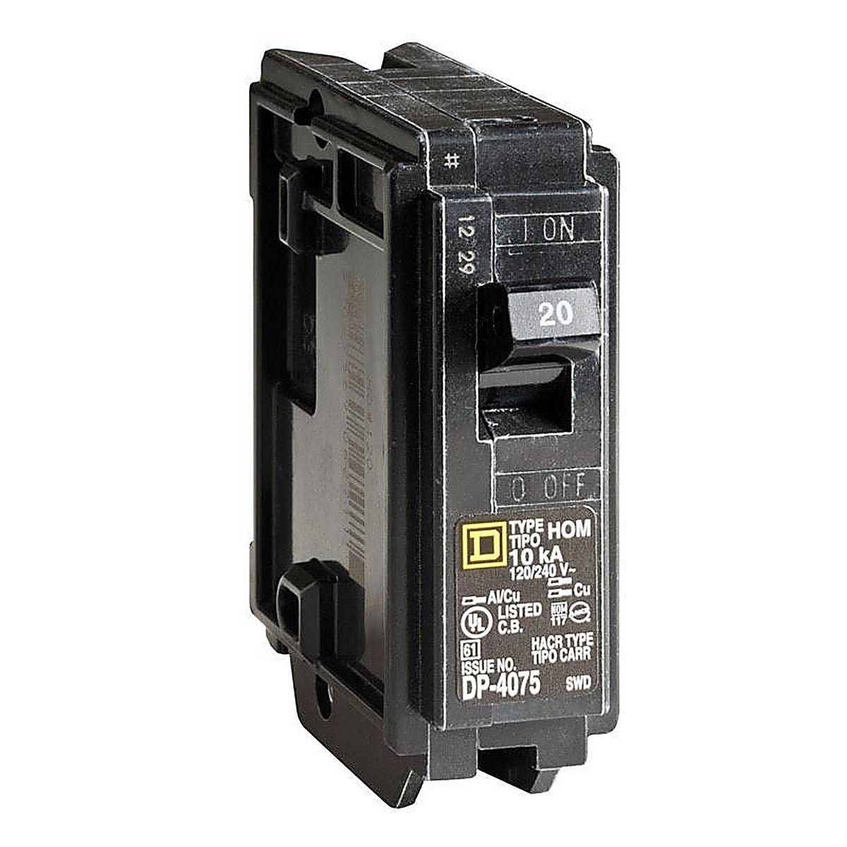 Square D - HOM120C - HomeLine 20 amps Plug In Single Pole Circuit Breaker