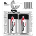 Energizer - E95BP-4 - Max D Alkaline Batteries 4 pk Carded