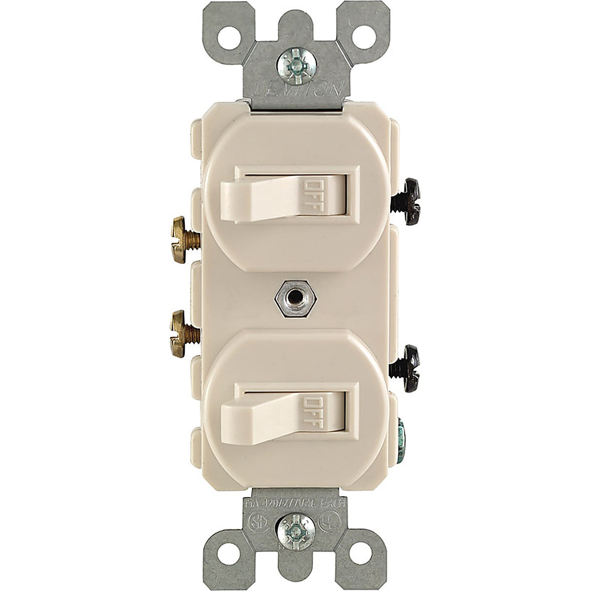 Leviton - 05224-2TS - 15 amps Single Pole Toggle Switch Light Almond - 1/Pack