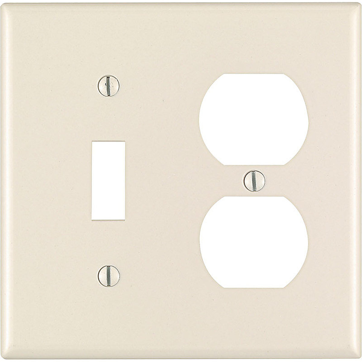 Leviton - 78005-000 - Almond 2 gang Plastic Receptacle Wall Plate - 1/Pack
