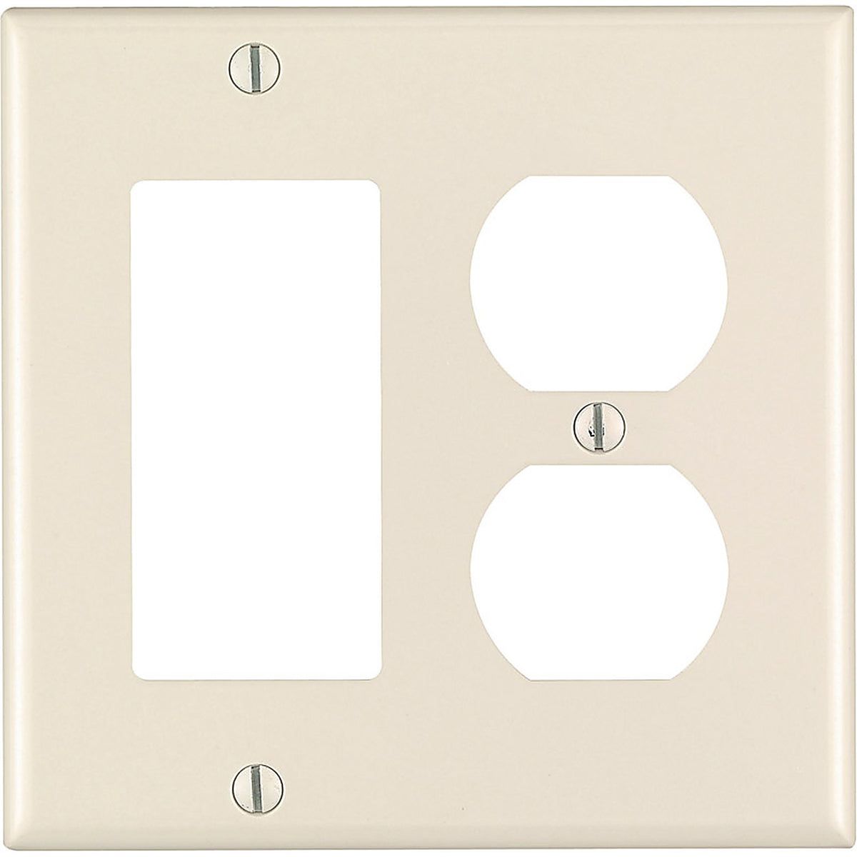 Leviton - 80455-00T - Almond 2 gang Thermoset Plastic Duplex/GFCI/Rocker Wall Plate - 1/Pack