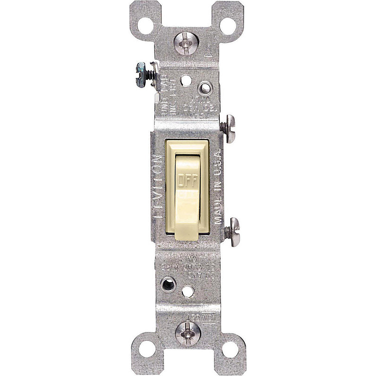 Leviton - 01451-2IM - 15 amps Single Pole Toggle AC Quiet Switch Ivory - 10/Pack