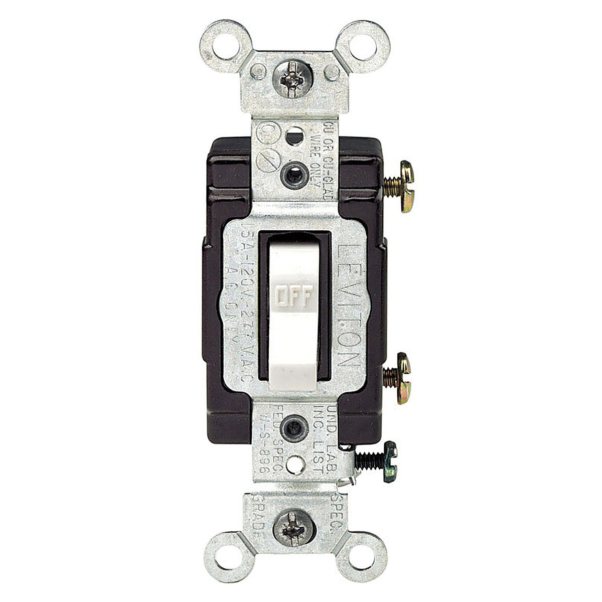 Leviton - C22-05501-LHW - 15 amps Single Pole Toggle Switch White - 1/Pack