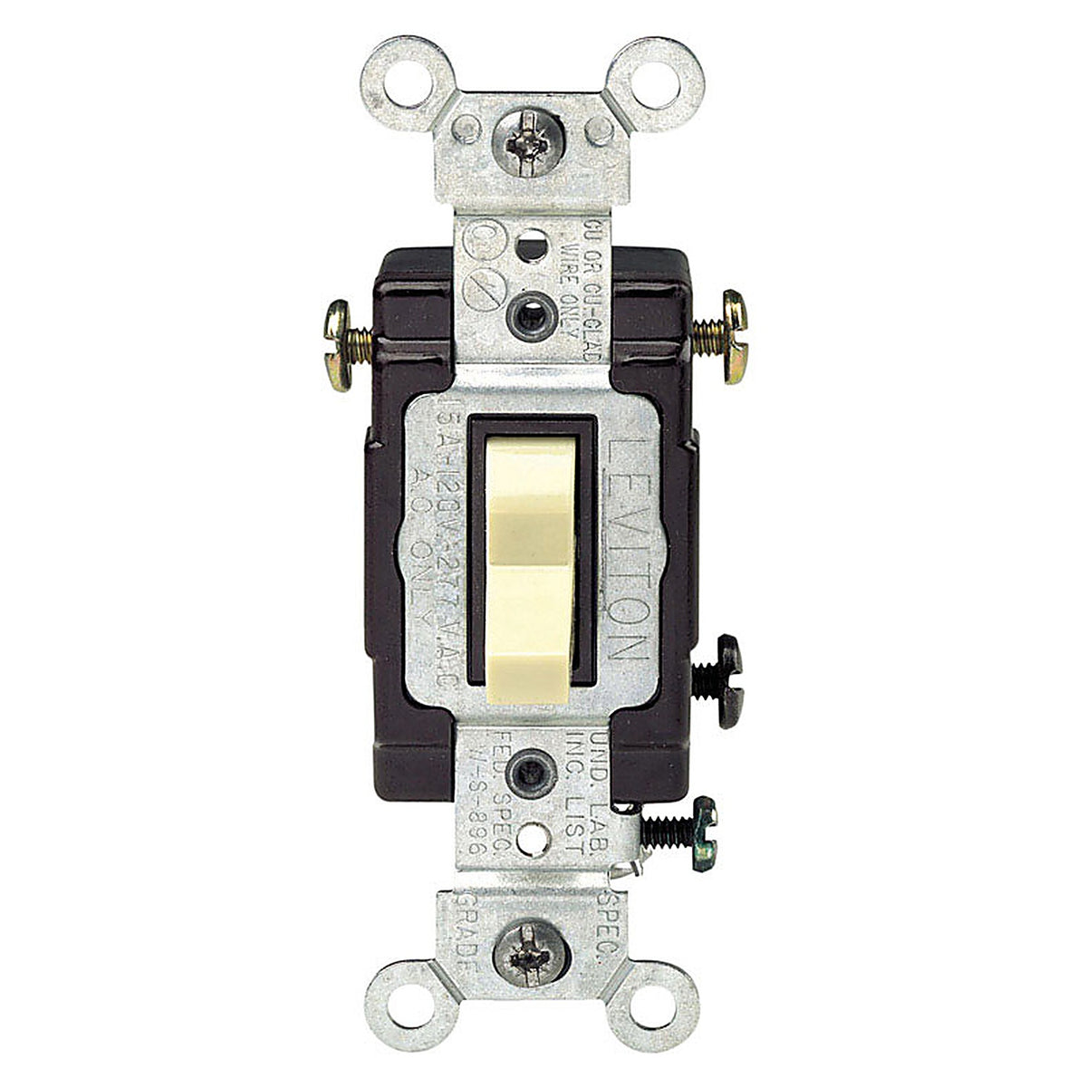Leviton - C21-05503-LHI - Commercial Illuminated 15 amps Single Pole 3-Way Switch Ivory - 1/Pack