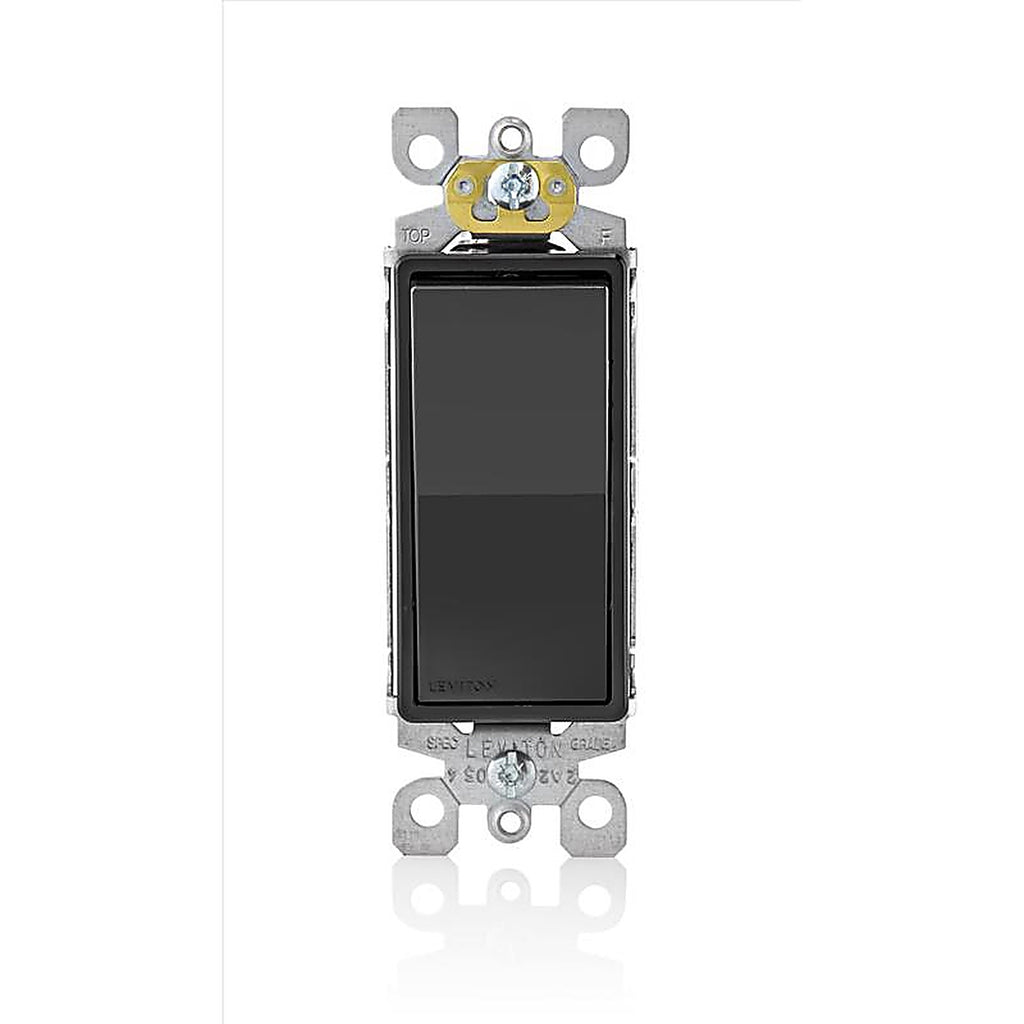 Leviton - 05601-2ES - Decora 15 amps Single Pole Rocker AC Quiet Switch Black - 1/Pack