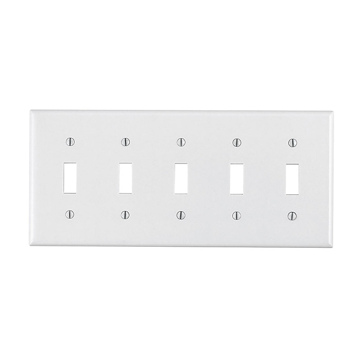 Leviton - 88023-000 - White 5 gang Plastic Toggle Wall Plate 1 pk