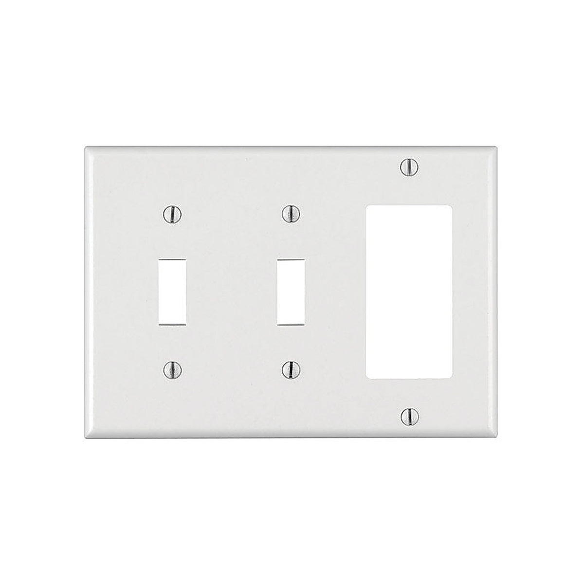 Leviton - 80421-00W - White 3 gang Thermoset Plastic GFCI/Rocker/Toggle Wall Plate - 1/Pack