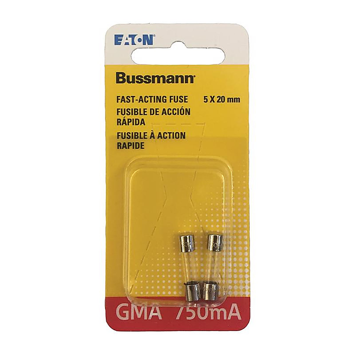 Bussmann - BP/GMA-750MA - 0.75 amps Fast Acting Glass Fuse - 2/Pack