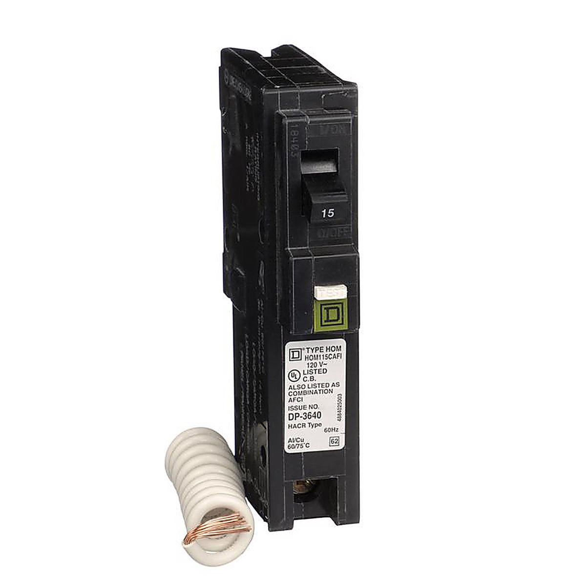 Square D - HOM115CAFIC - HomeLine 15 amps Arc Fault/Plug In Single Pole Circuit Breaker