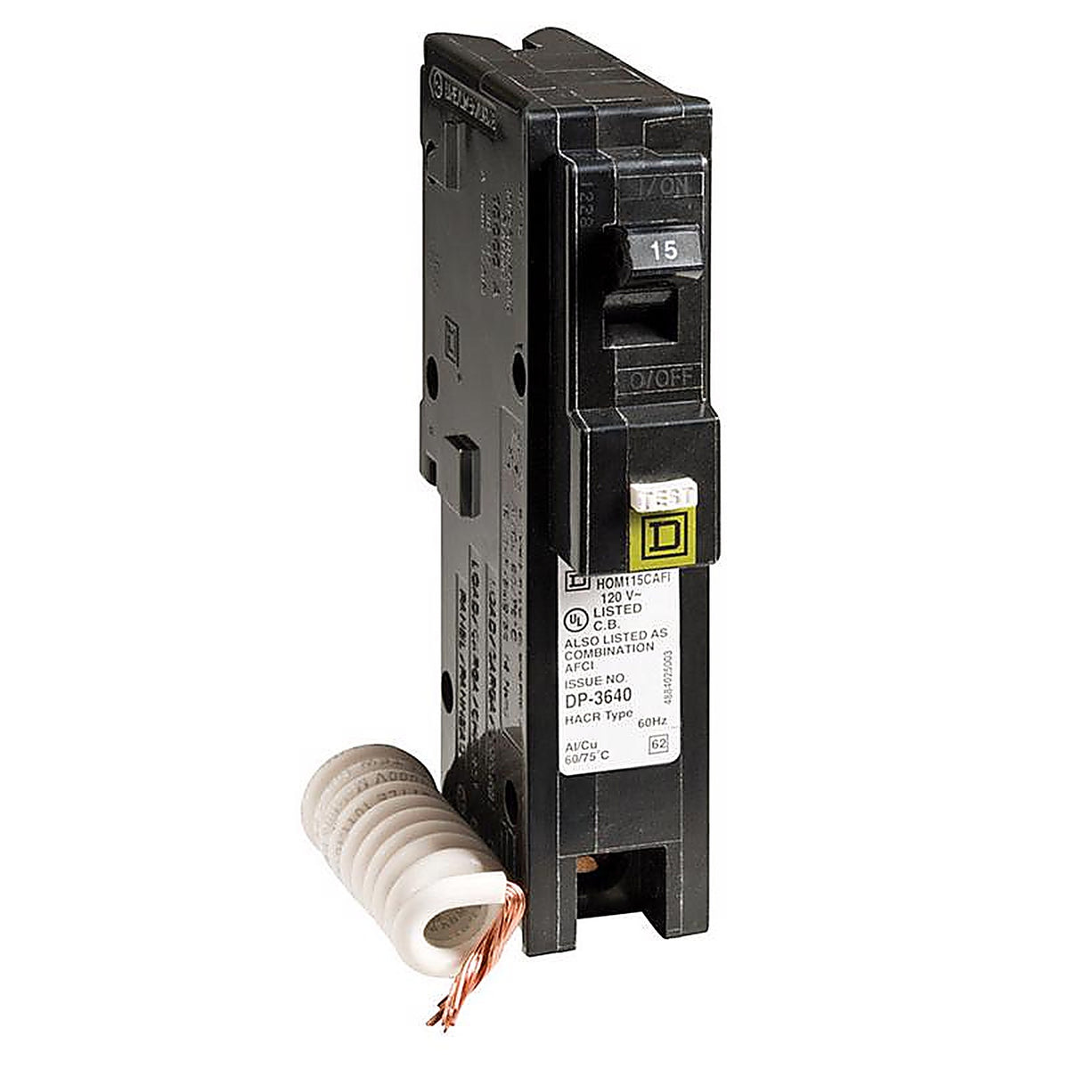 Square D - HOM115CAFIC - HomeLine 15 amps Arc Fault/Plug In Single Pole Circuit Breaker