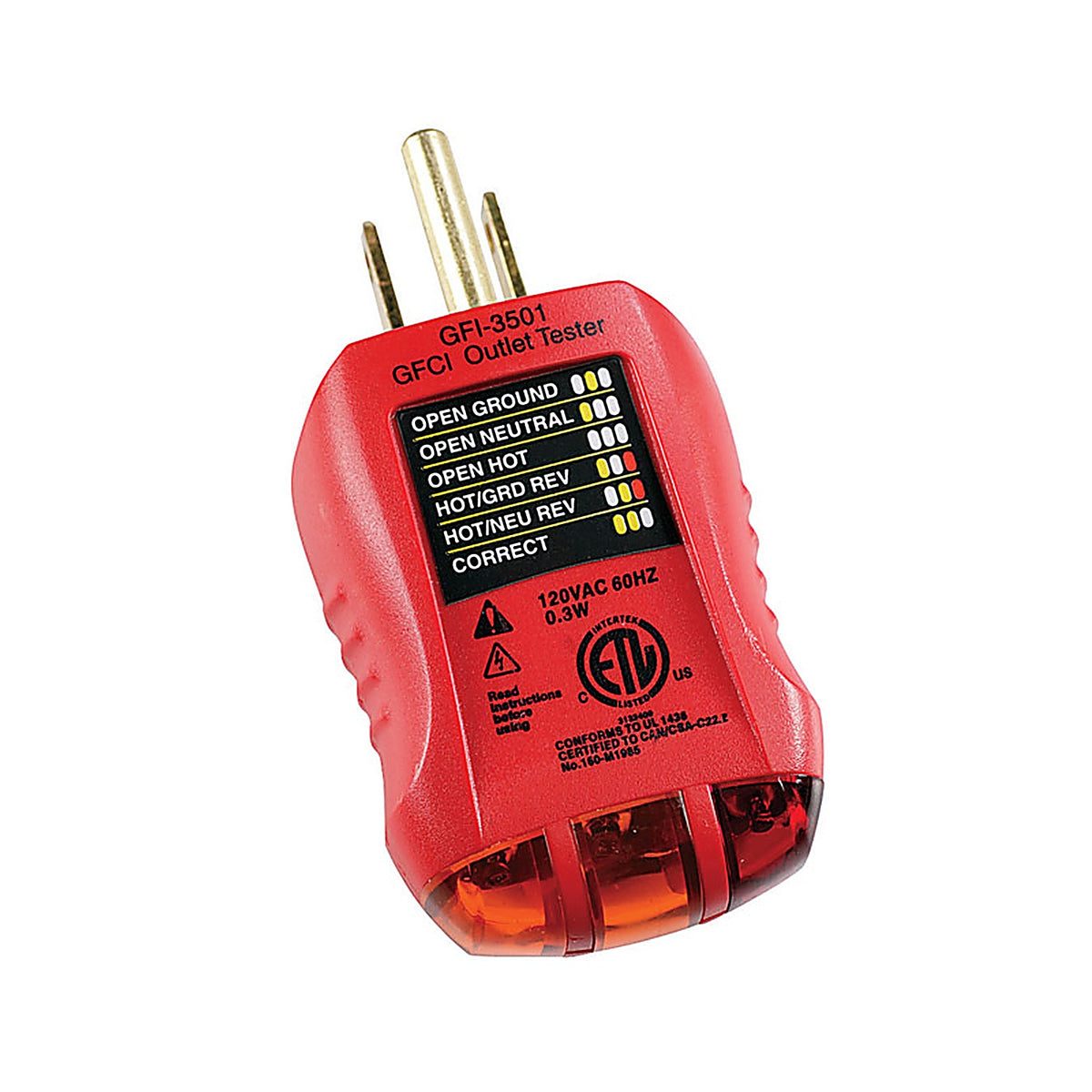 Gardner Bender - GFI-3501 - 110-125 VAC LED Outlet and GFCI Tester - 1/Pack