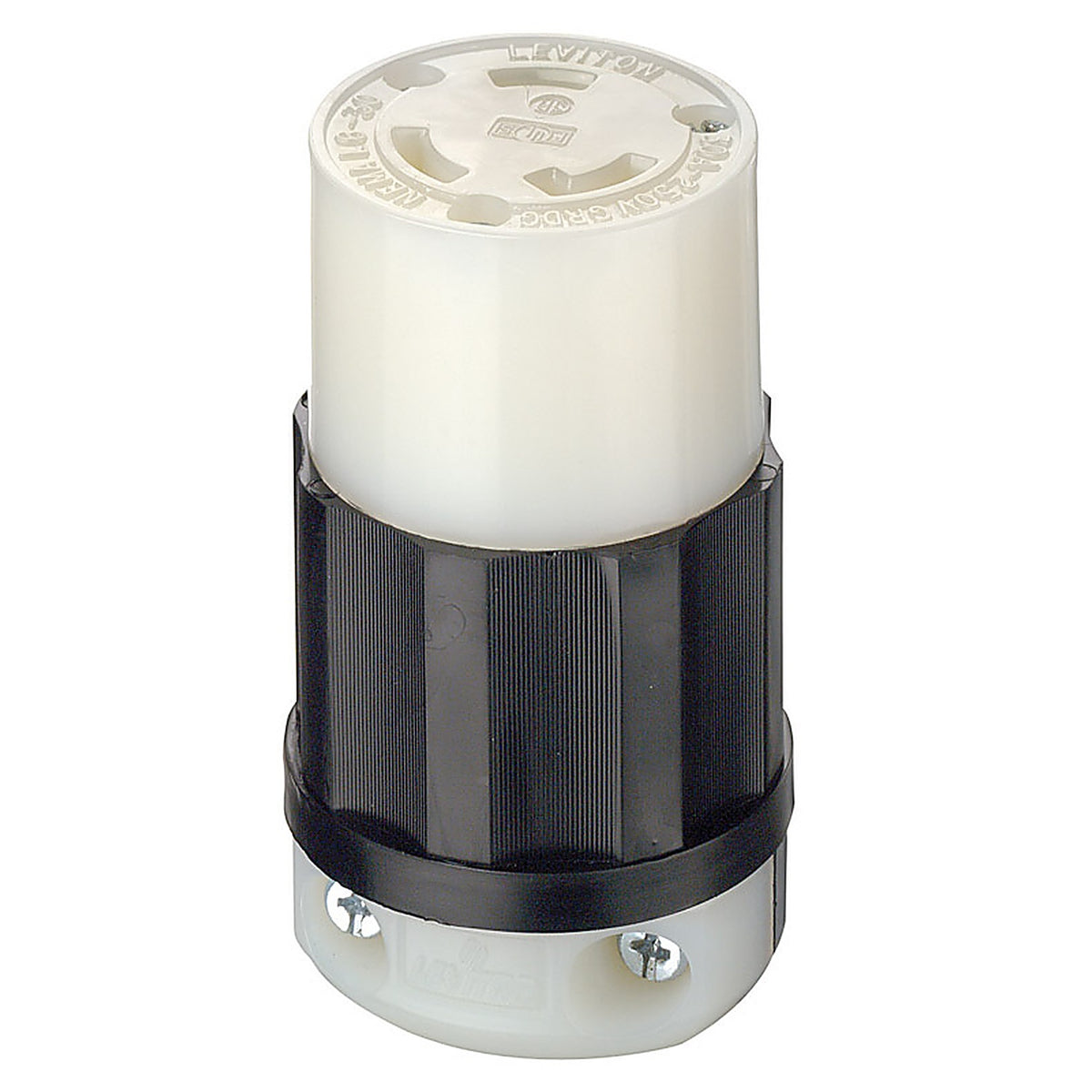 Leviton - C2623-0PB - Industrial Nylon Ground/Curved Blade Locking Connector L6-30R 16-8 AWG 2 Pole 3 Wire Bagged