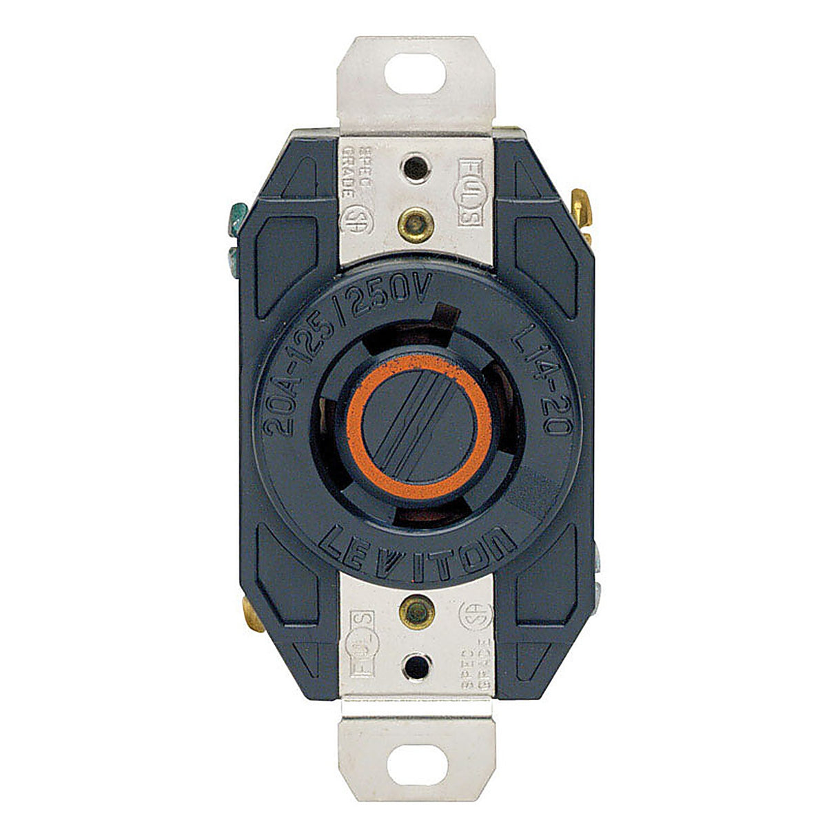 Leviton - 02410-00D - V-O-Max 20 amps 125/250 volt Black Outlet L14-20R - 1/Pack