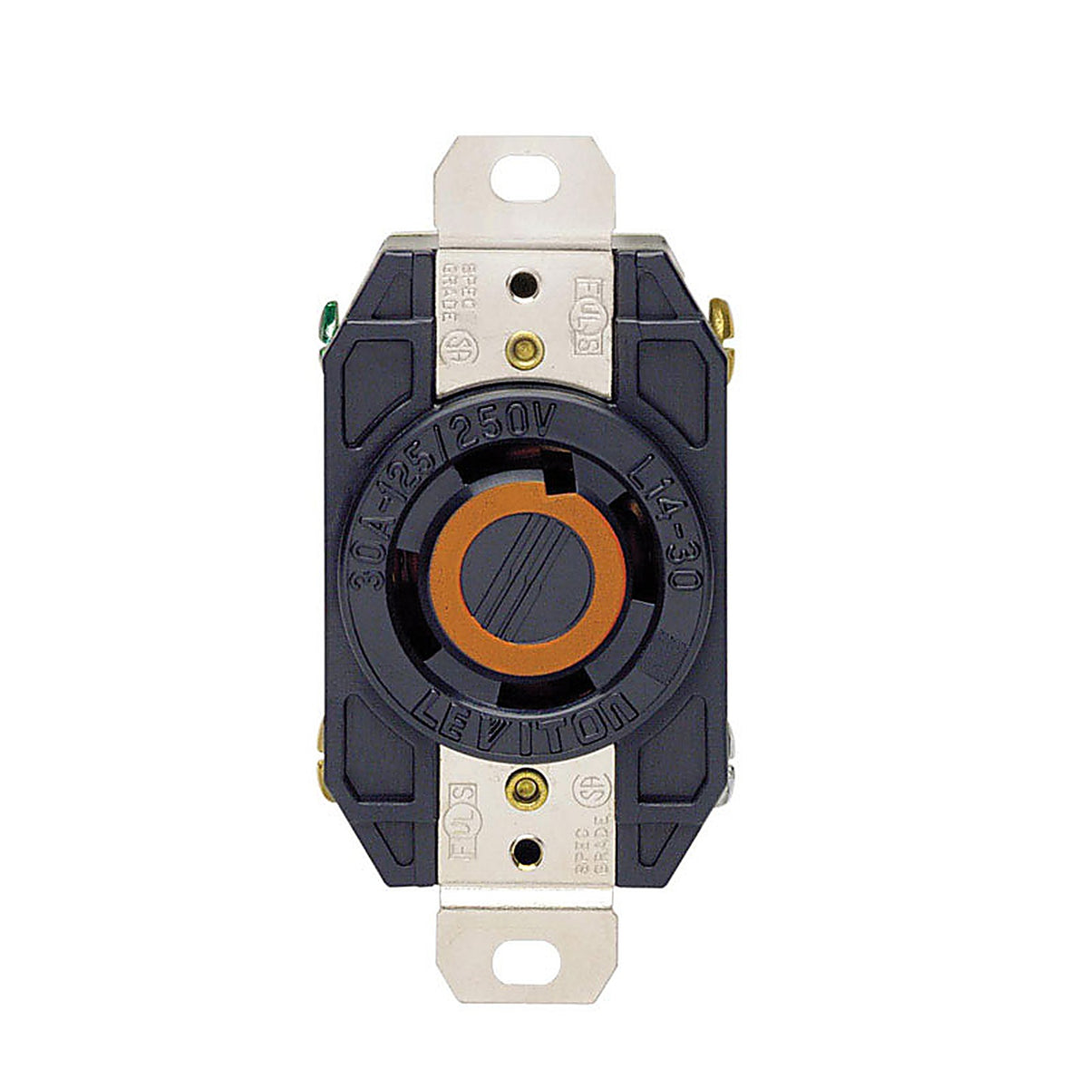 Leviton - 02710-00D - V-O-Max 30 amps 125/250 volt Black Outlet L14-30R - 1/Pack
