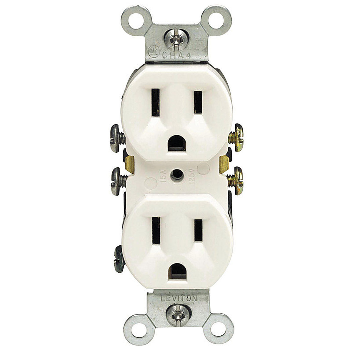 Leviton - C22-05320-00W - 15 amps 125 V White Outlet 5-15R 1 pk