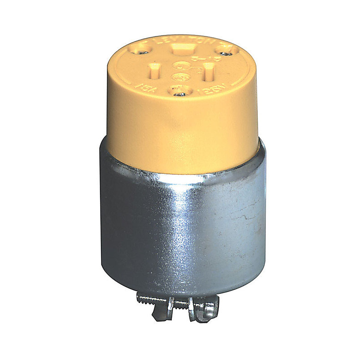 Leviton - C30-515CA-000 - Commercial Armored Ground/Straight Blade Connector 5-15R 18-12 AWG 2 Pole 3 Wire