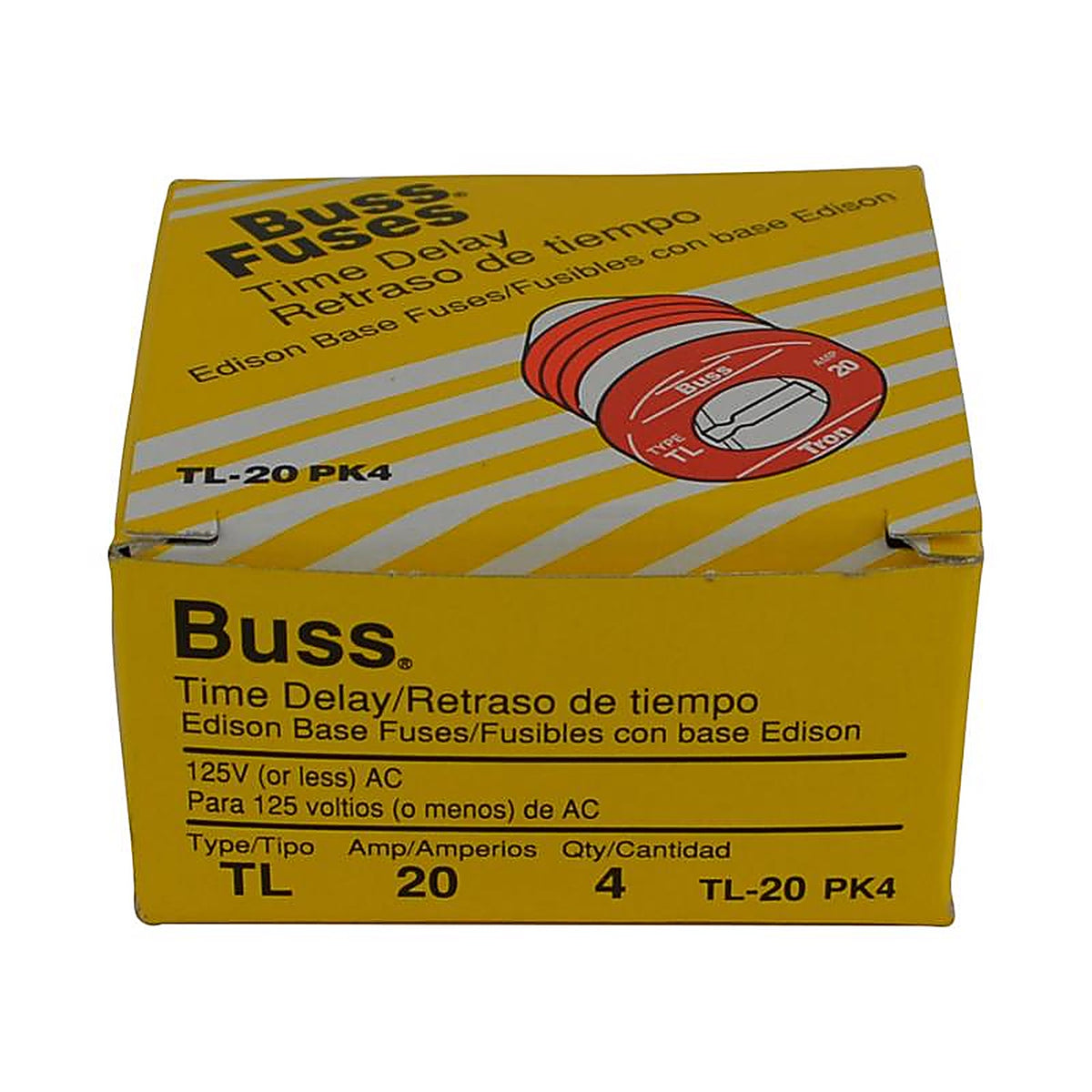 Bussmann - TL-20PK4 - 20 amps Time Delay Plug Fuse - 4/Pack