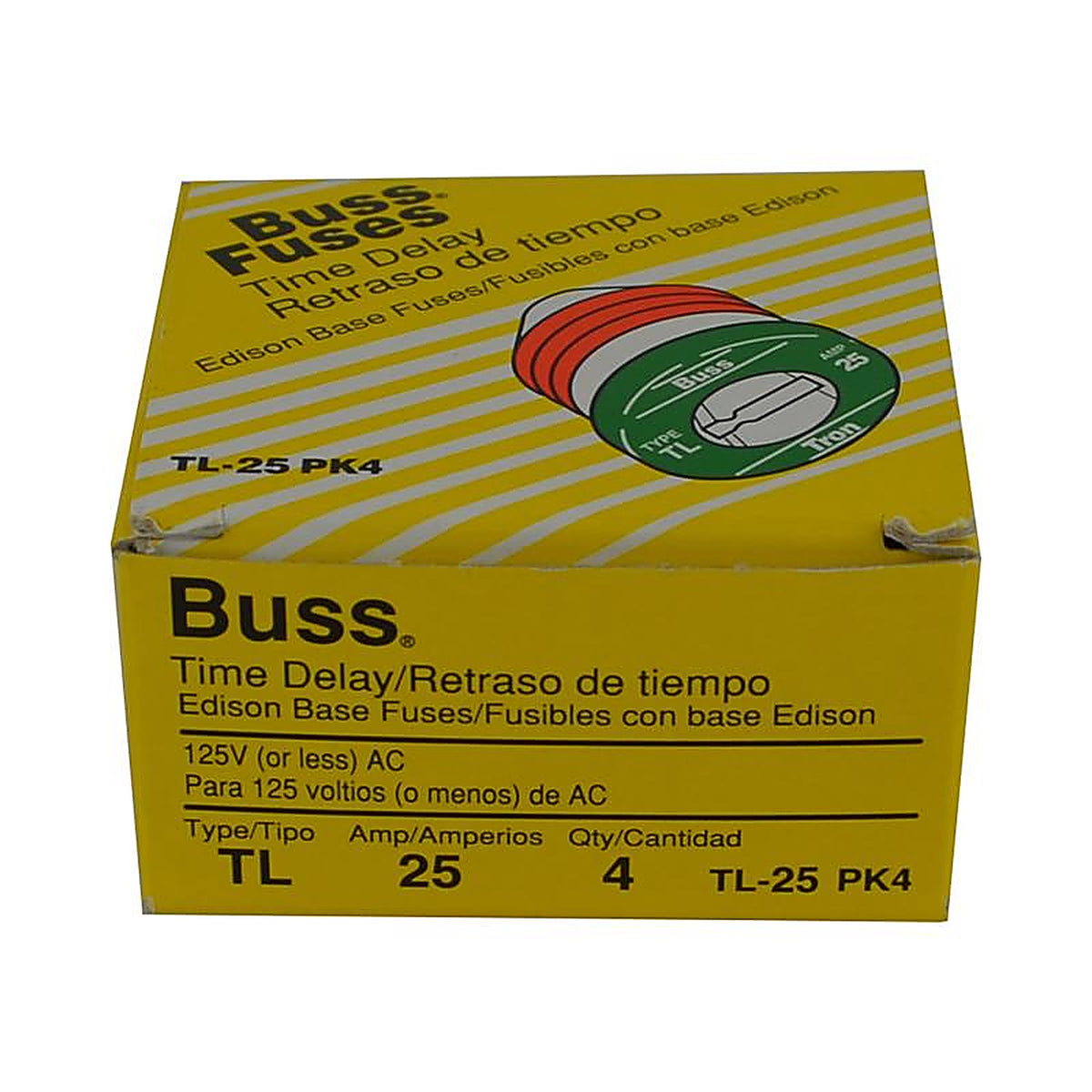 Bussmann - TL-25PK4 - 25 amps Time Delay Plug Fuse - 4/Pack