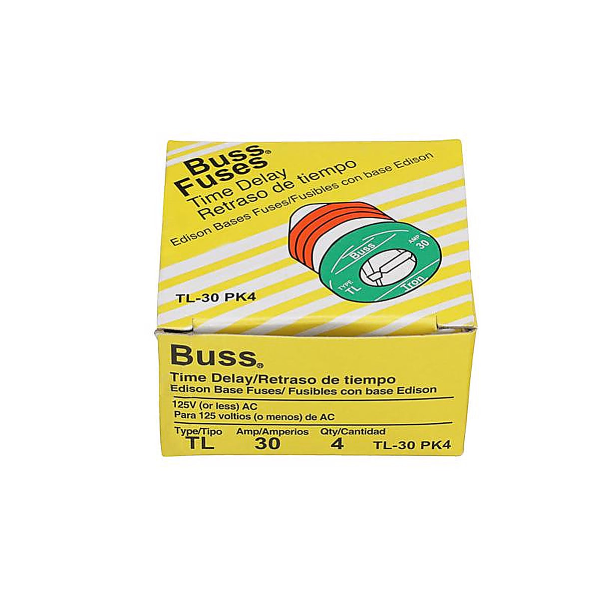 Bussmann - TL-30PK4 - 30 amps Time Delay Plug Fuse - 4/Pack